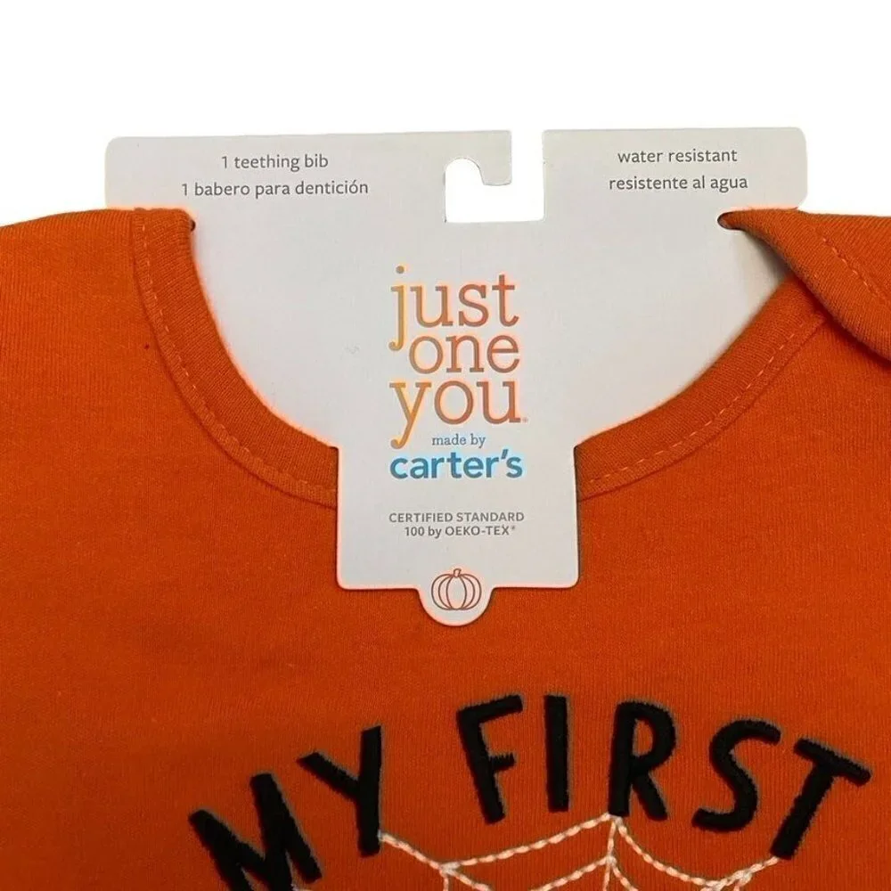 Carter's My Fist Halloween Teething Bib Spiderweb